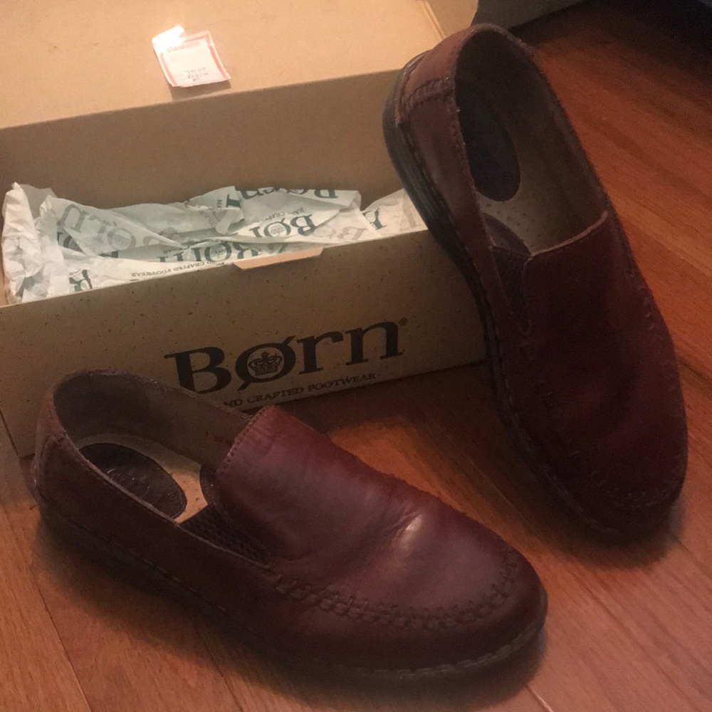 Brown Leather Slip-on Shoes-FABLE
